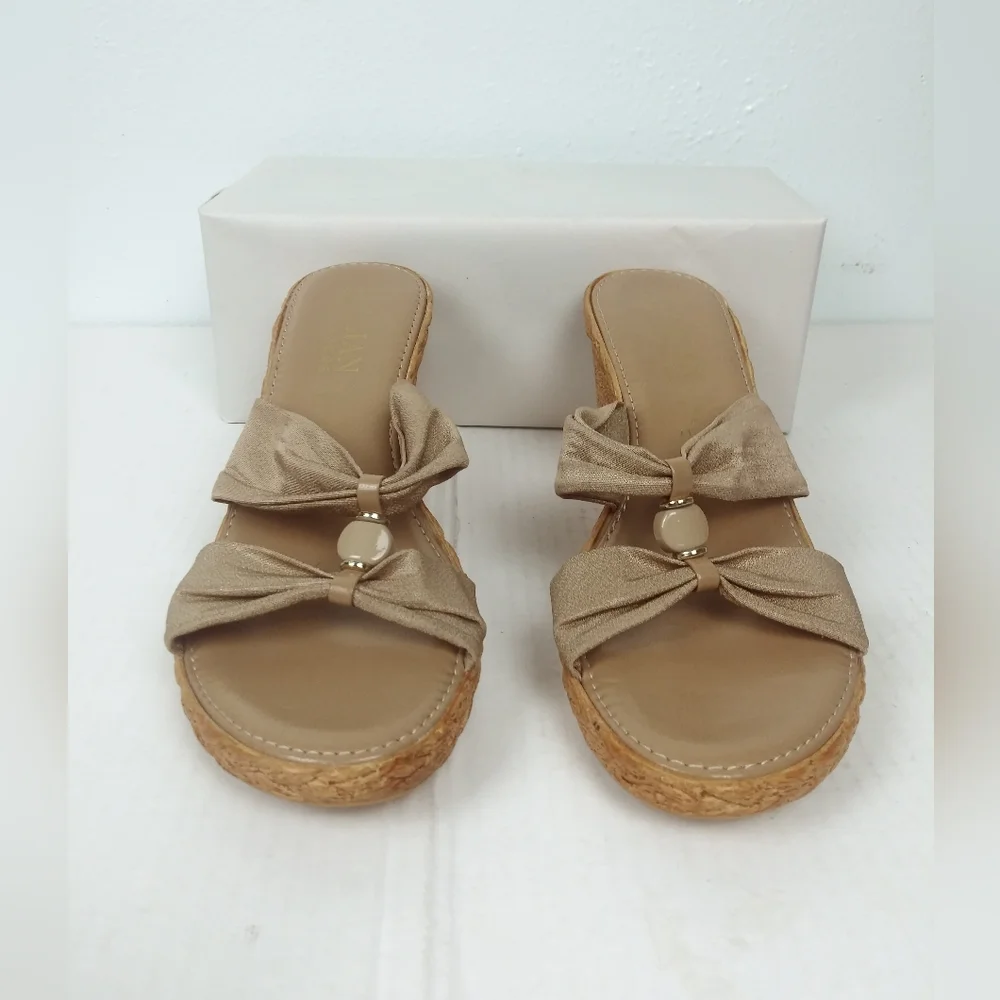 Italian ShoeMakers 10M Tan Sandal Slides Wedge Platform Shoes